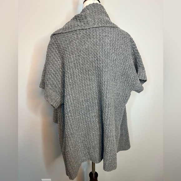 Sz L Mercer & Madison wool blend open front shirt sleeve cardigan sweater grey - Picture 5 of 7